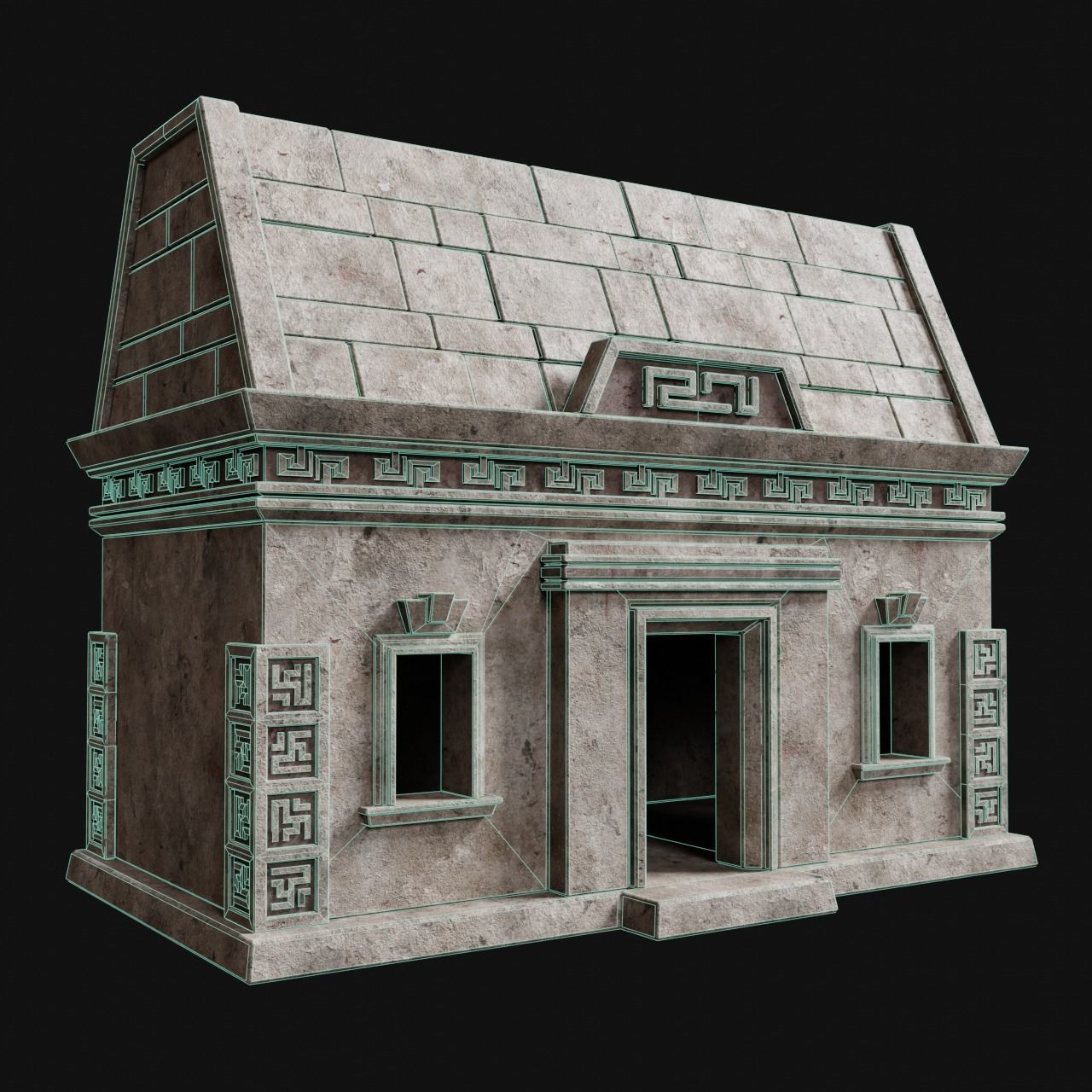 AZTEC MAYAN INCA MESOAMERICA STONE HOUSE TEMPLE COLLECTION Low-poly 3D model_4