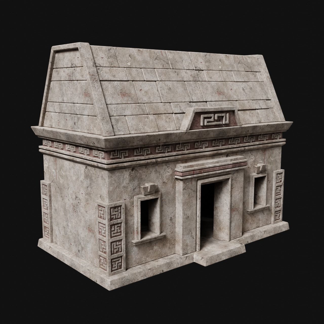 AZTEC MAYAN INCA MESOAMERICA STONE HOUSE TEMPLE COLLECTION Low-poly 3D model_2