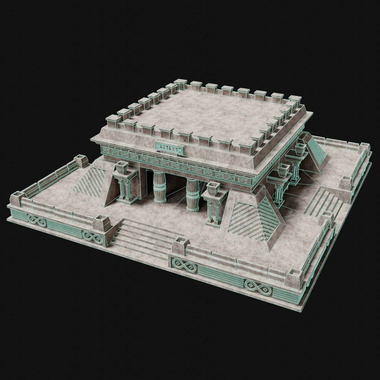 AZTEC MAYAN INCA MESOAMERICA STONE HOUSE TEMPLE COLLECTION Low-poly 3D model_24
