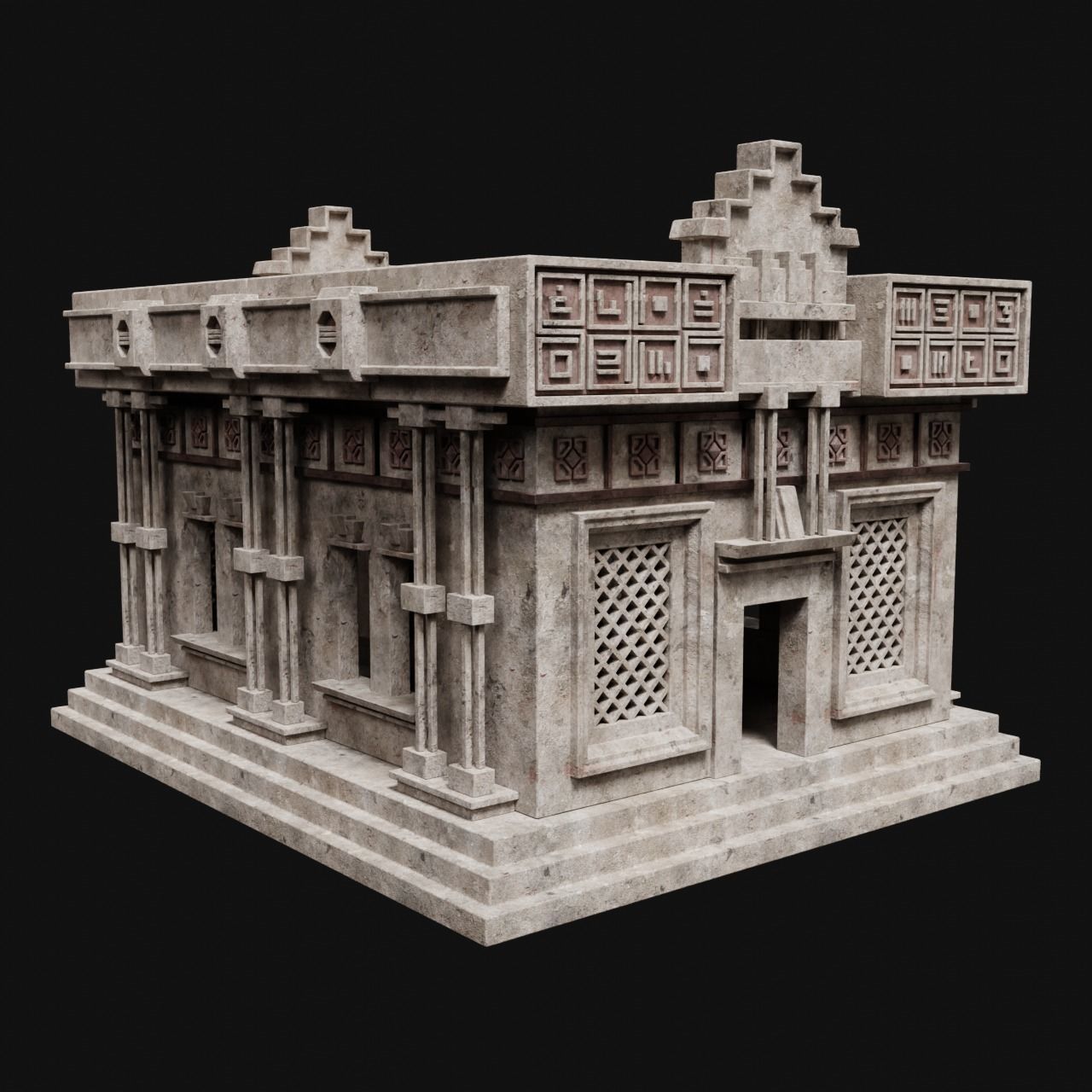 AZTEC MAYAN INCA MESOAMERICA STONE HOUSE TEMPLE COLLECTION Low-poly 3D model_14