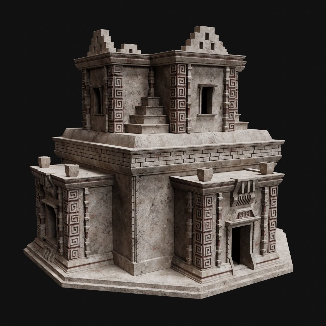 AZTEC MAYAN INCA MESOAMERICA STONE HOUSE TEMPLE COLLECTION Low-poly 3D model_30