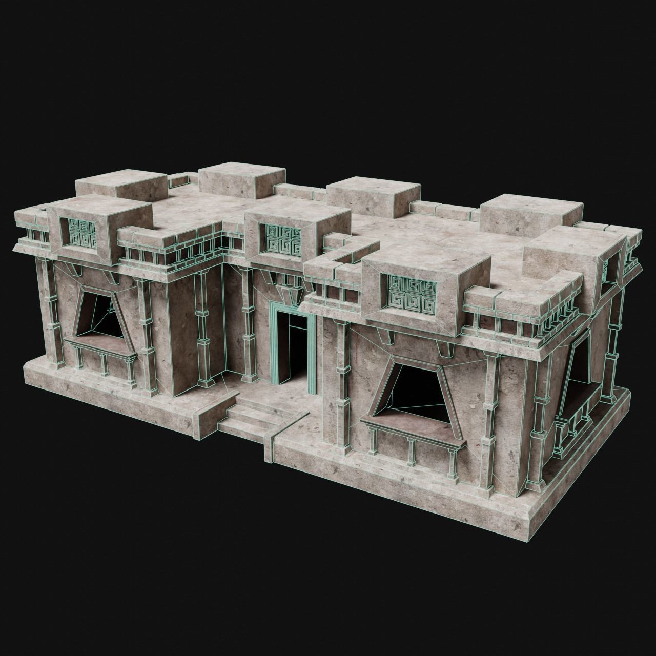 AZTEC MAYAN INCA MESOAMERICA STONE HOUSE TEMPLE COLLECTION Low-poly 3D model_36