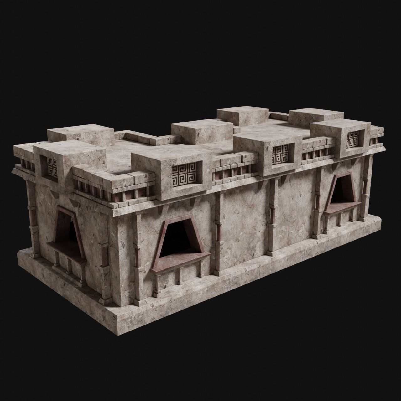 AZTEC MAYAN INCA MESOAMERICA STONE HOUSE TEMPLE COLLECTION Low-poly 3D model_35