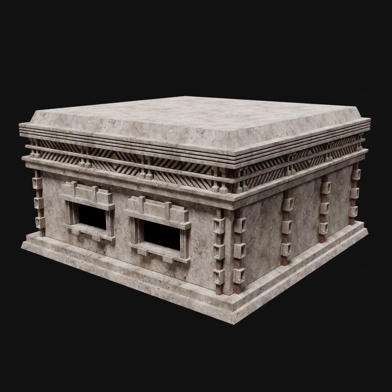 AZTEC MAYAN INCA MESOAMERICA STONE HOUSE TEMPLE COLLECTION Low-poly 3D model_10