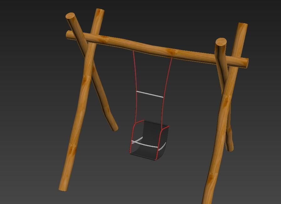 wooden swing 3D model_7