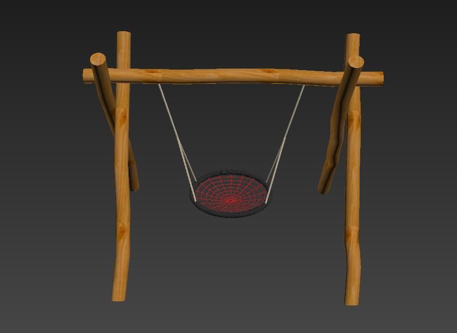 wooden swing 3D model_5