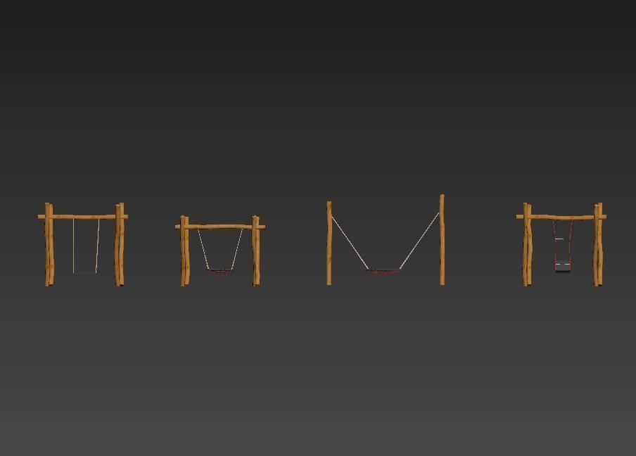 wooden swing 3D model_2