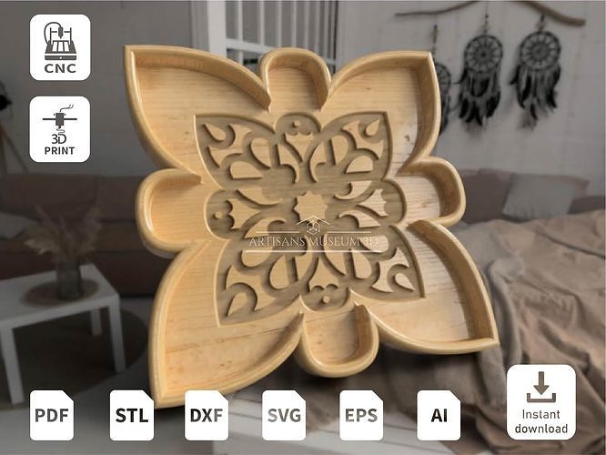 Ornament tray V3 Files for CNC and 3D Printing DXF STL 3D print model