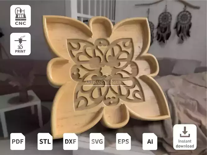 Ornament tray V3 Files for CNC and 3D Printing DXF STL