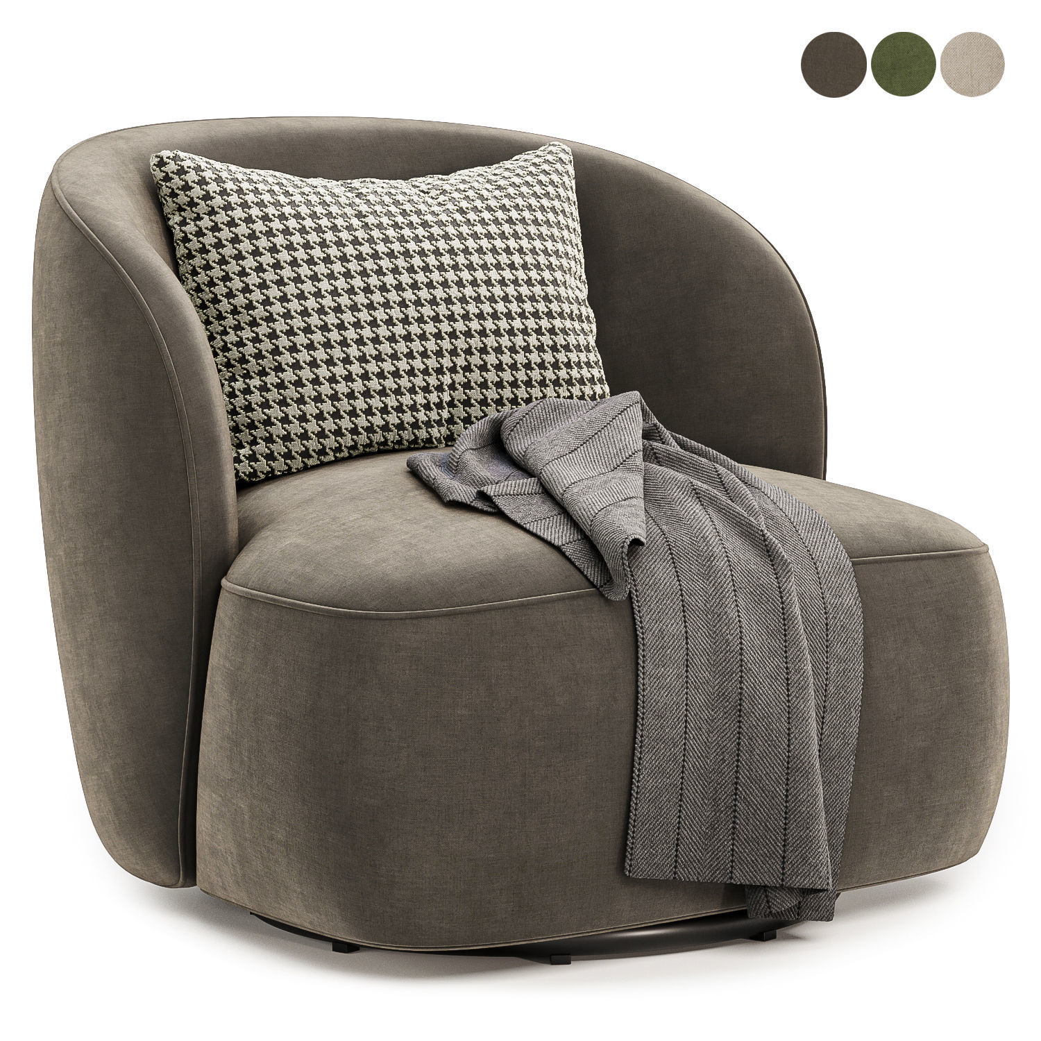 blanc lisette swivel armchair 3D model_2