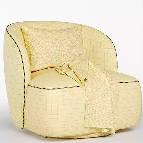 blanc lisette swivel armchair 3D model 7