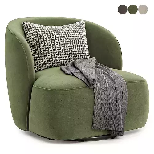 blanc lisette swivel armchair 3D model 2