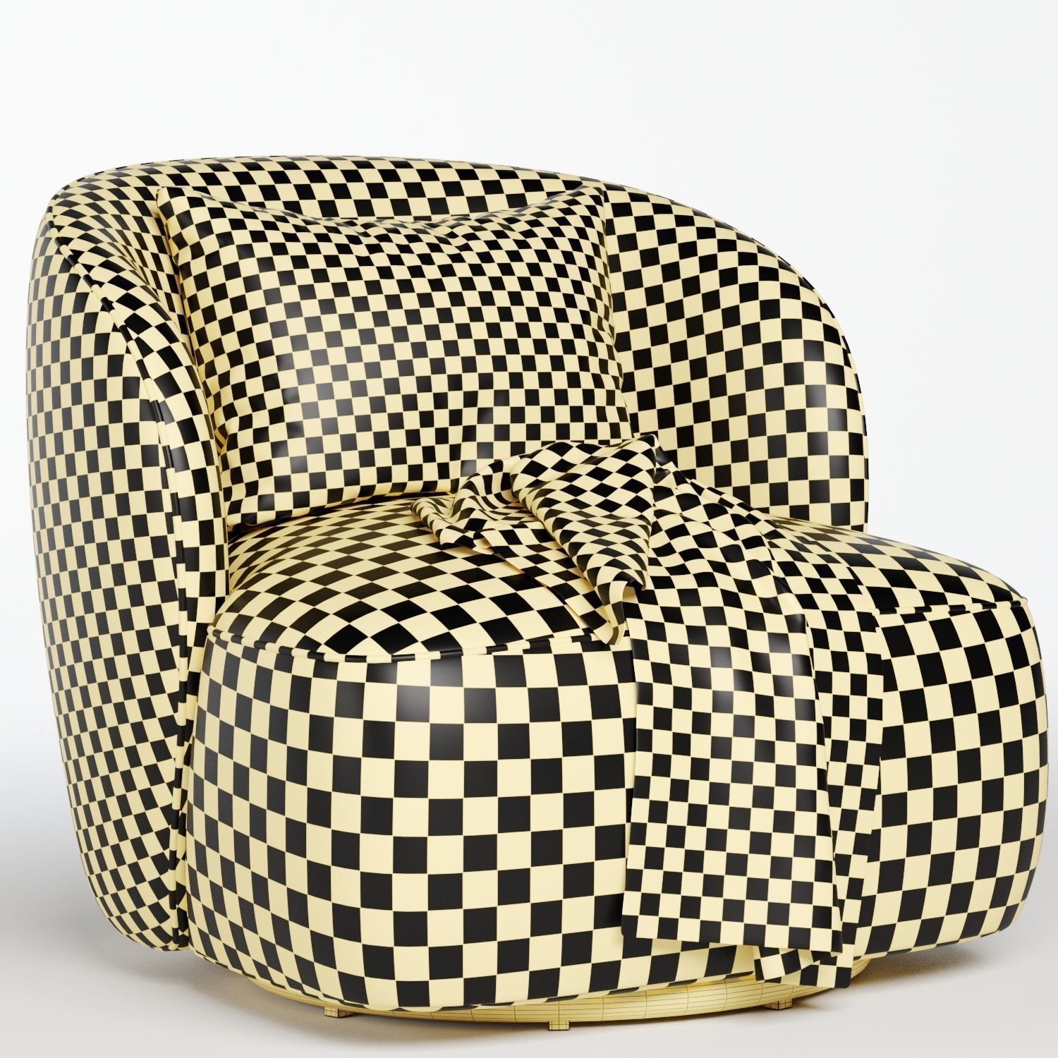 blanc lisette swivel armchair 3D model_7