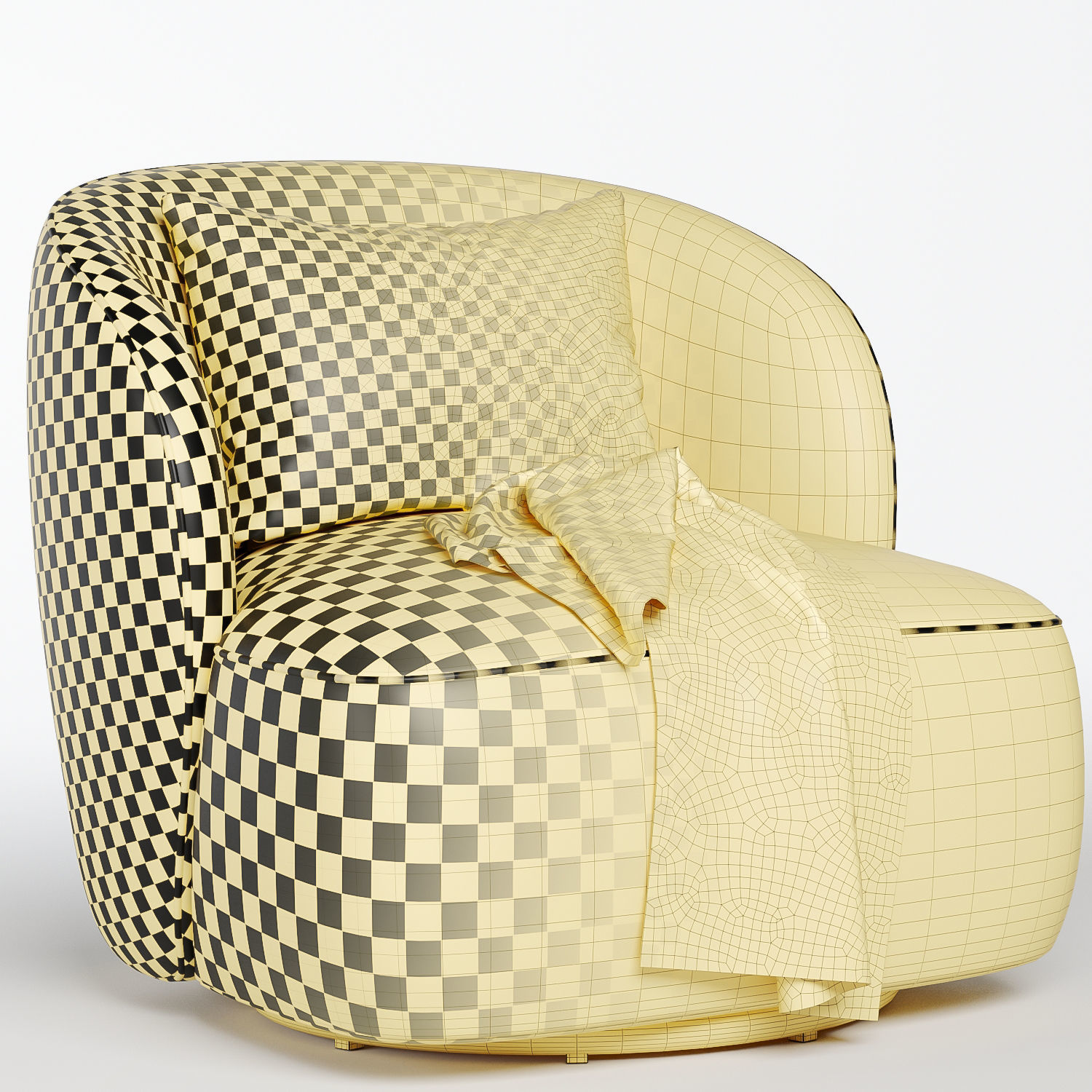 blanc lisette swivel armchair 3D model_5