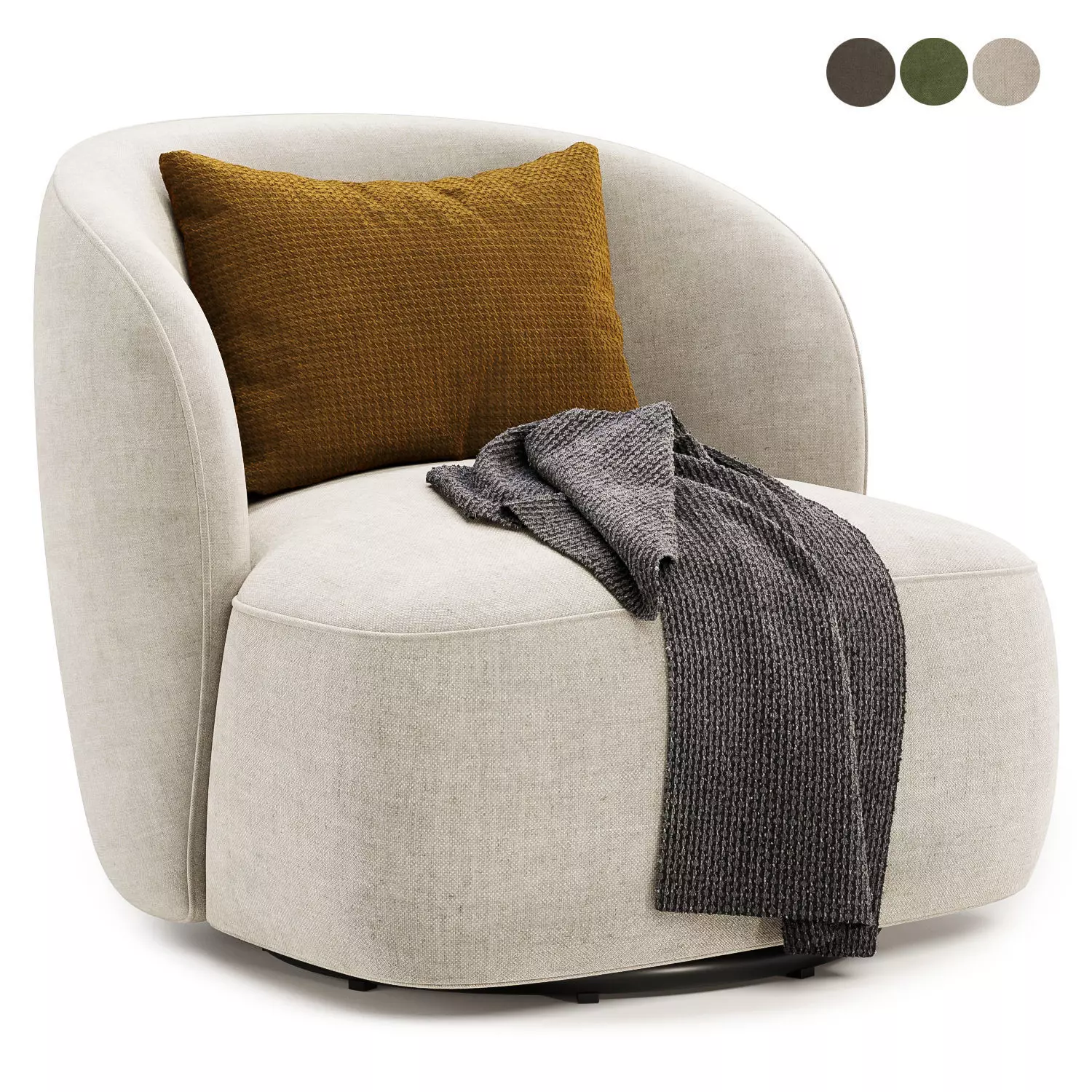 blanc lisette swivel armchair 3D model_0