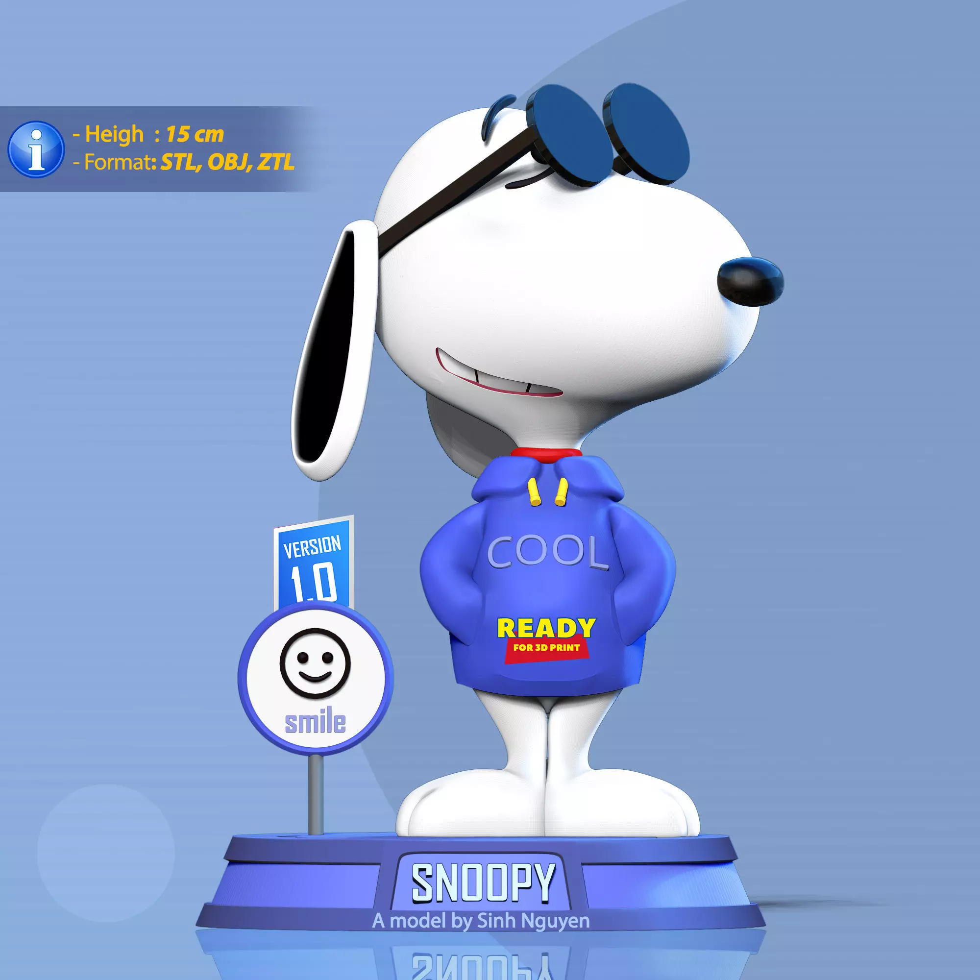 Cool Snoopy Dog 3D print model_0