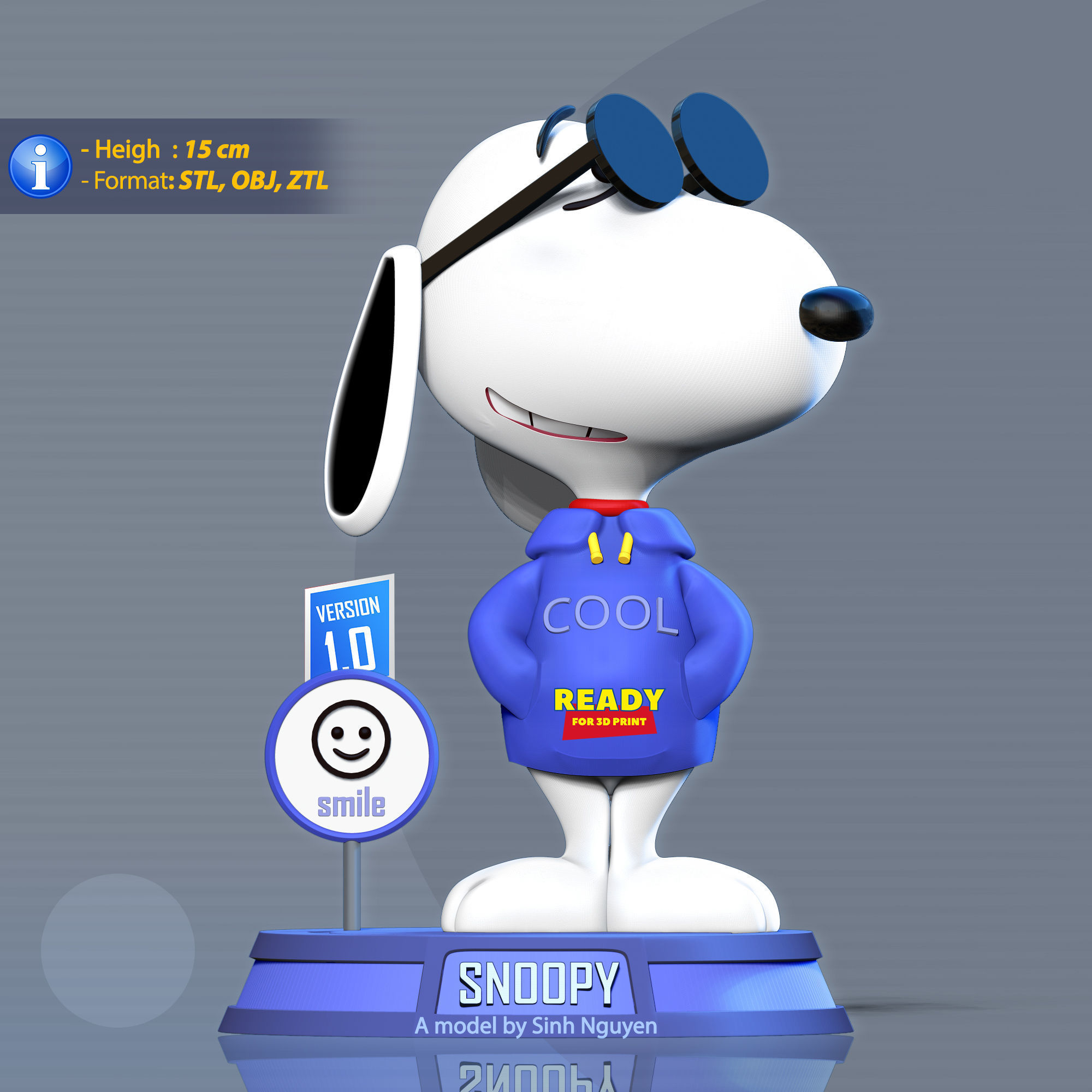 Cool Snoopy Dog 3D print model_8