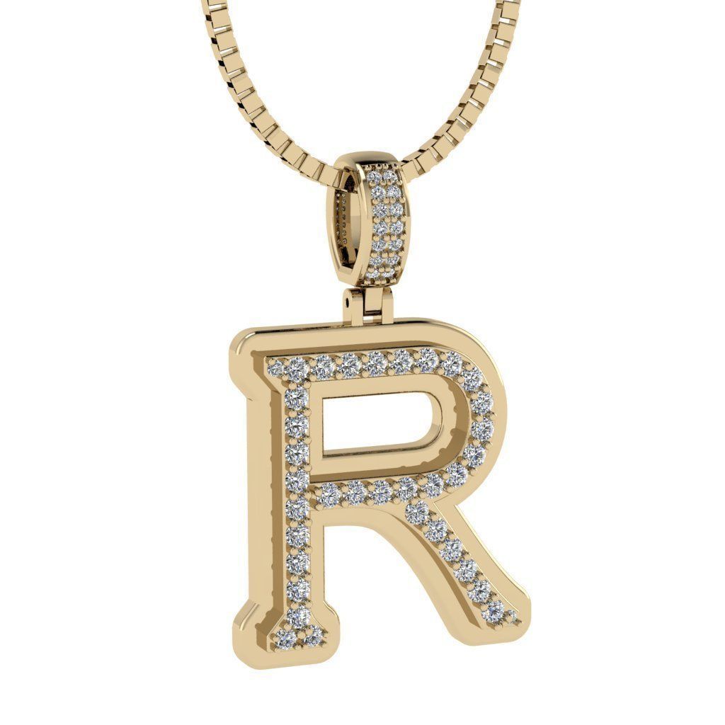 Alphabet Diamond pendant R  3D print model_5