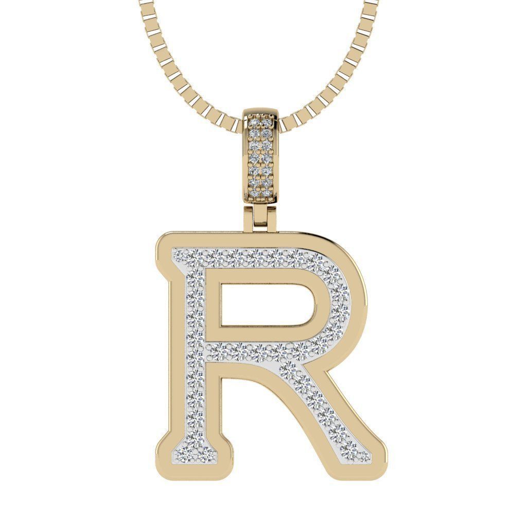 Alphabet Diamond pendant R  3D print model_13