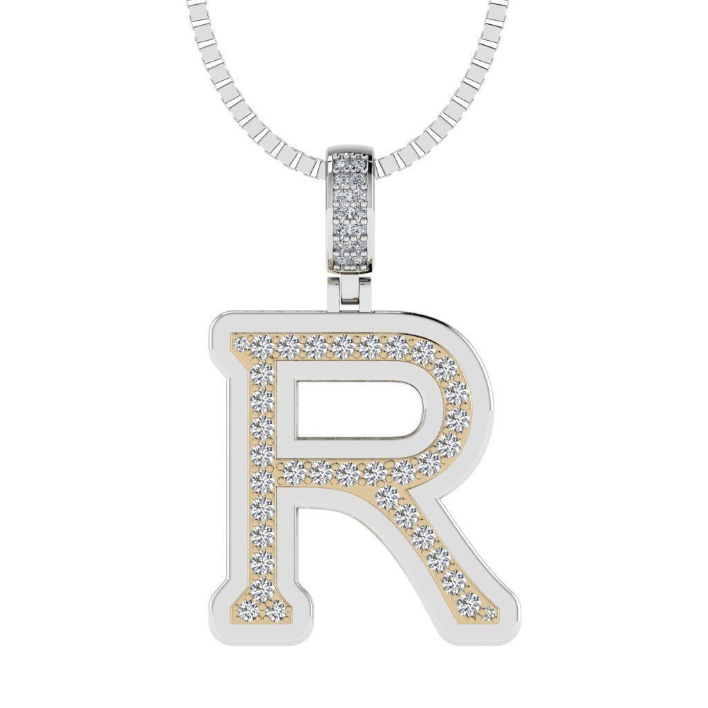 Alphabet Diamond pendant R  3D print model_15