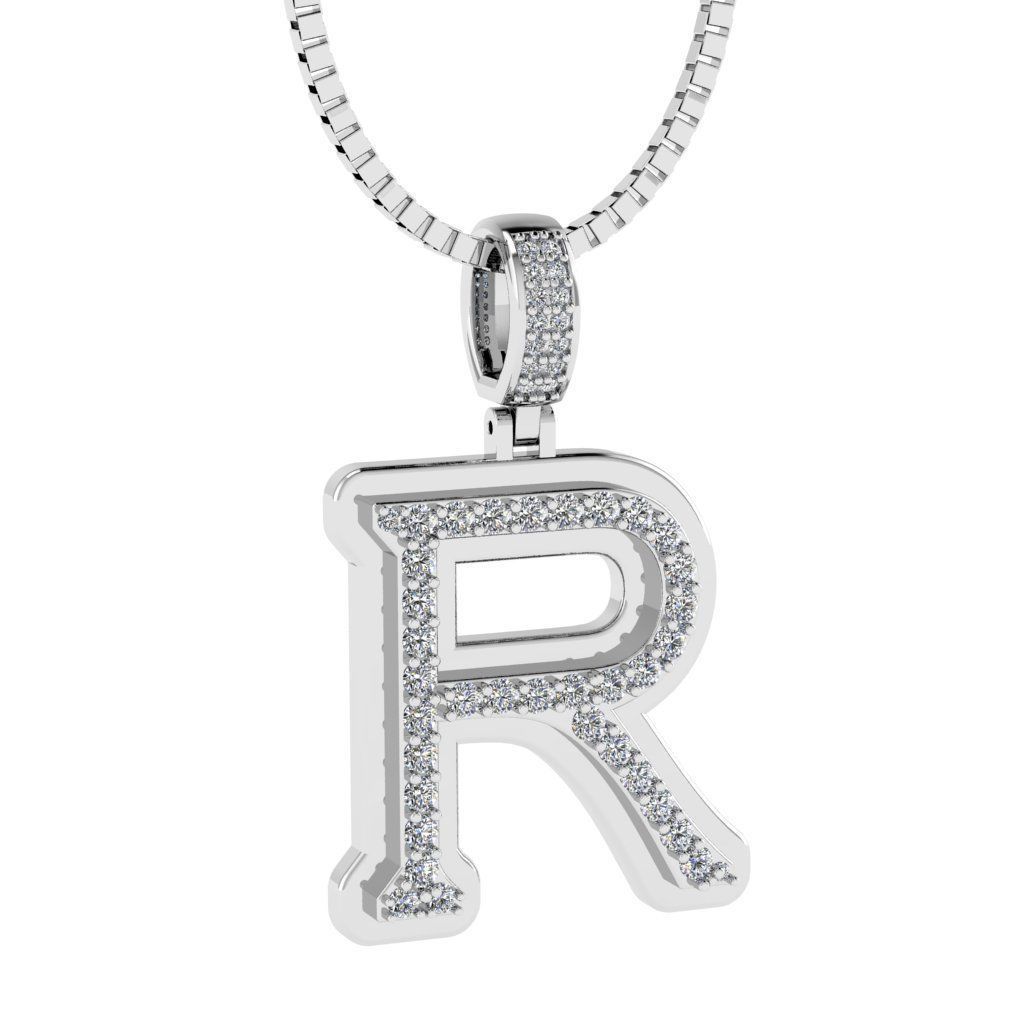 Alphabet Diamond pendant R  3D print model_8
