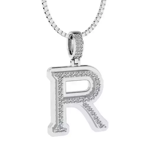 Alphabet Diamond pendant R  3D print model