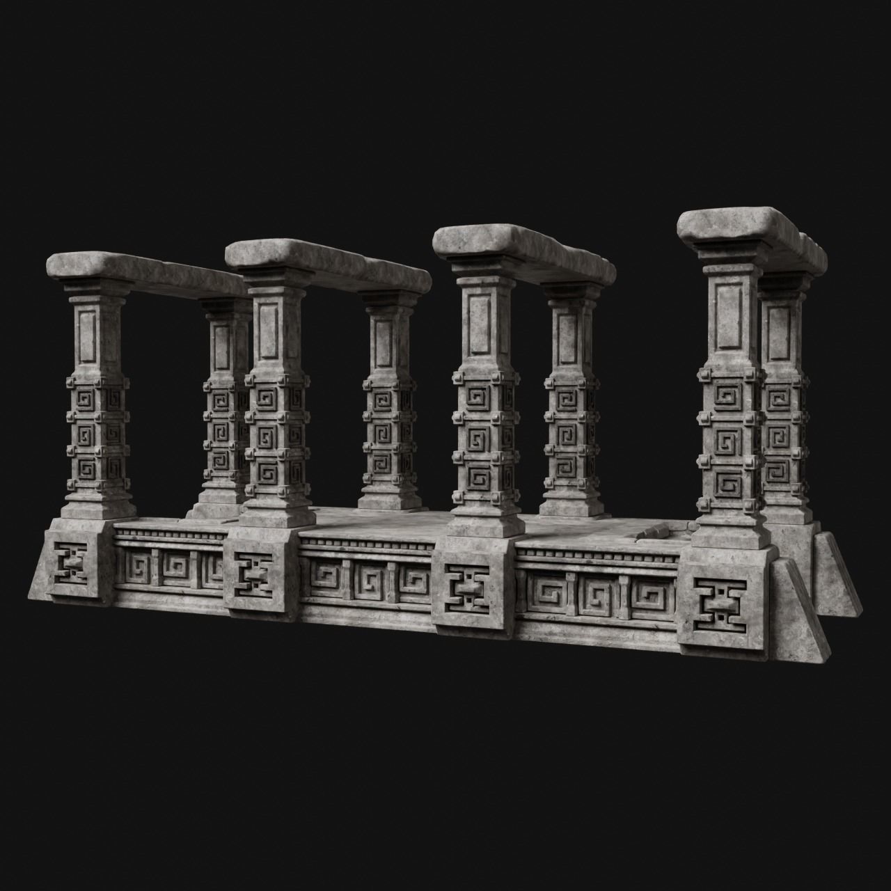 AZTEC MAYAN INCA MESOAMERICA STONE PLATFORM STAIRS COLLECTION Low-poly 3D model_25