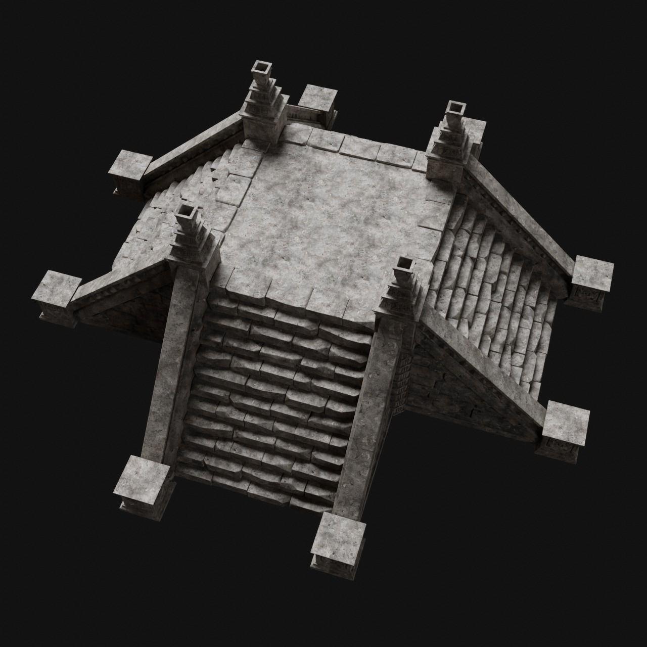 AZTEC MAYAN INCA MESOAMERICA STONE PLATFORM STAIRS COLLECTION Low-poly 3D model_35