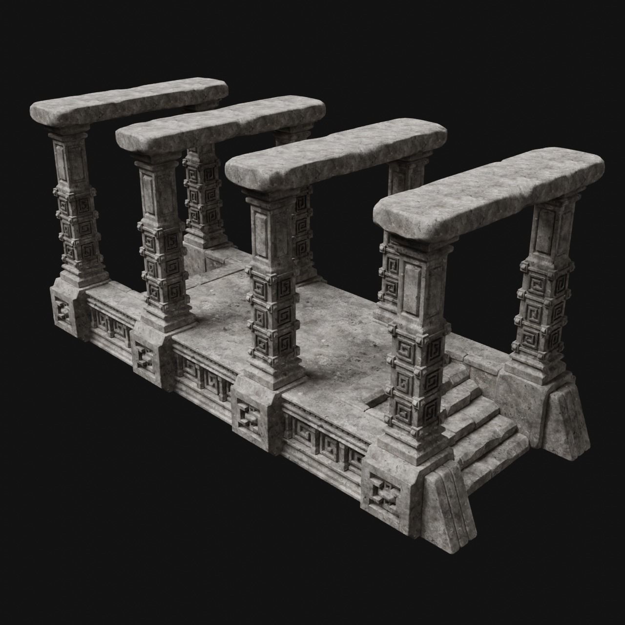 AZTEC MAYAN INCA MESOAMERICA STONE PLATFORM STAIRS COLLECTION Low-poly 3D model_27