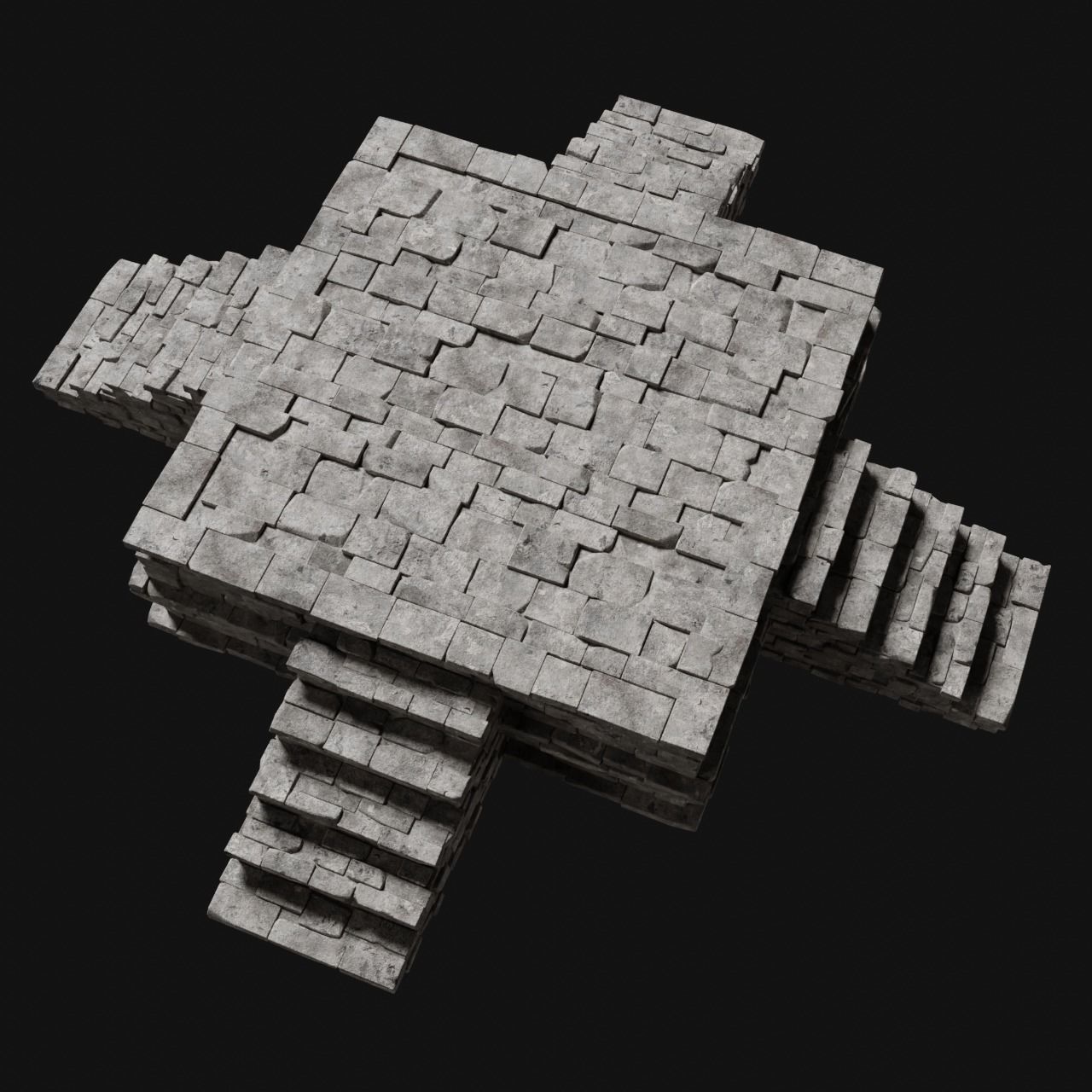 AZTEC MAYAN INCA MESOAMERICA STONE PLATFORM STAIRS COLLECTION Low-poly 3D model_3