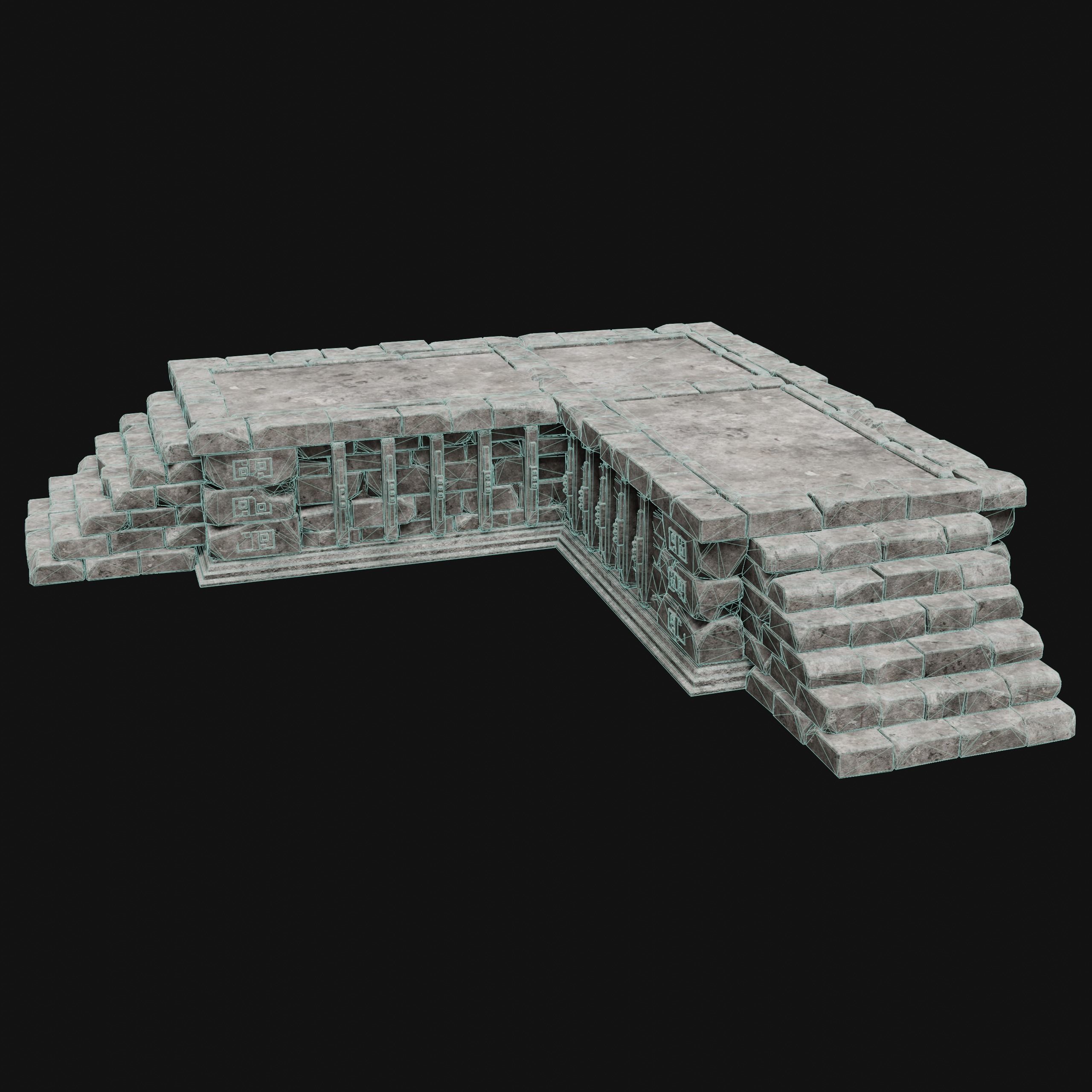 AZTEC MAYAN INCA MESOAMERICA STONE PLATFORM STAIRS COLLECTION Low-poly 3D model_16