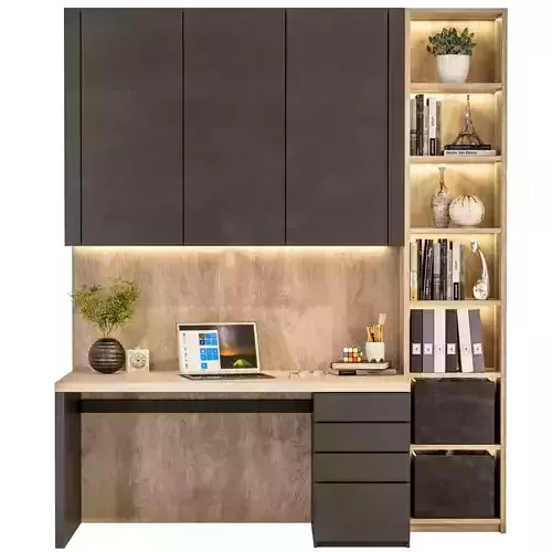 Wardrobe with decor and workspace