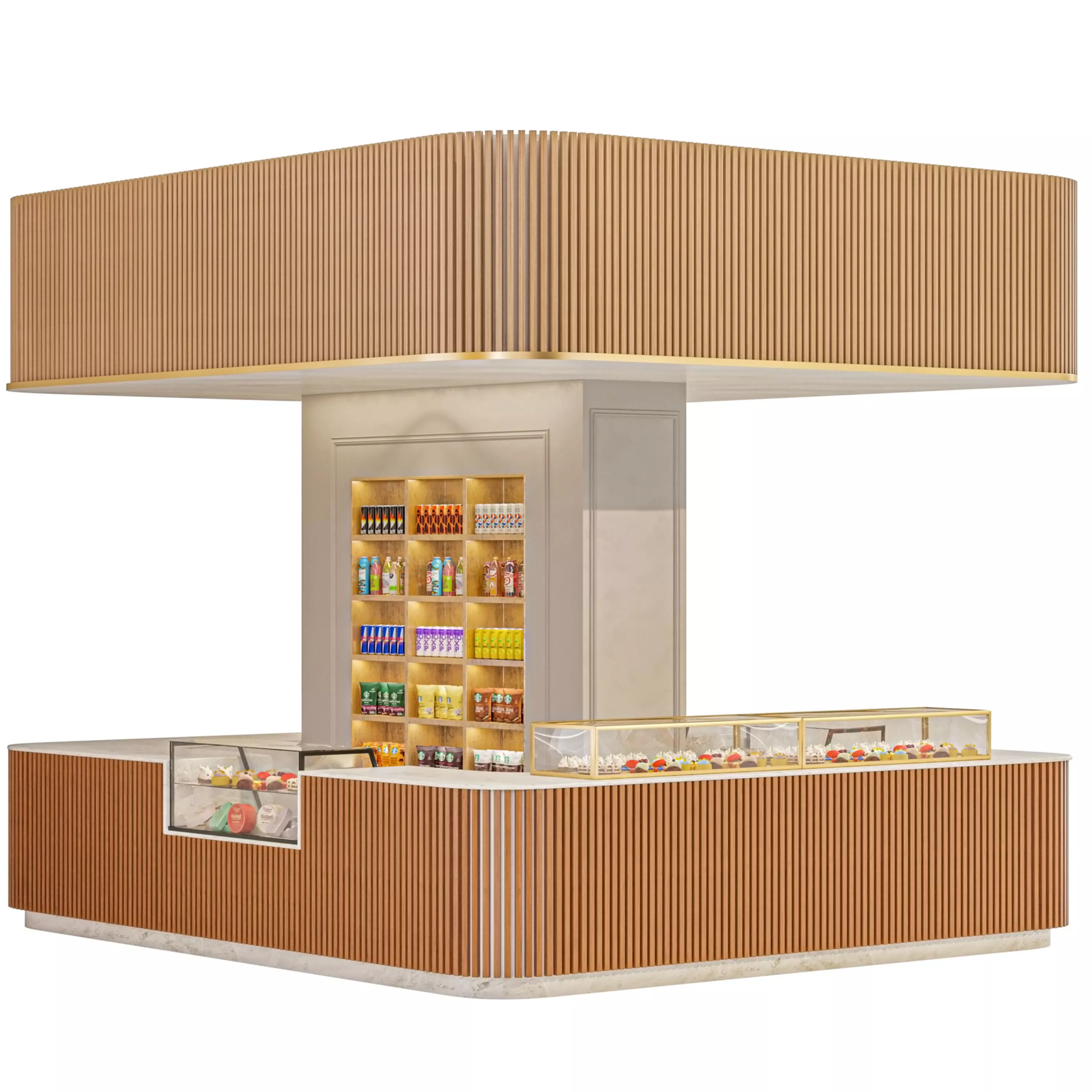 Coffee point with dessert display 3D model_0