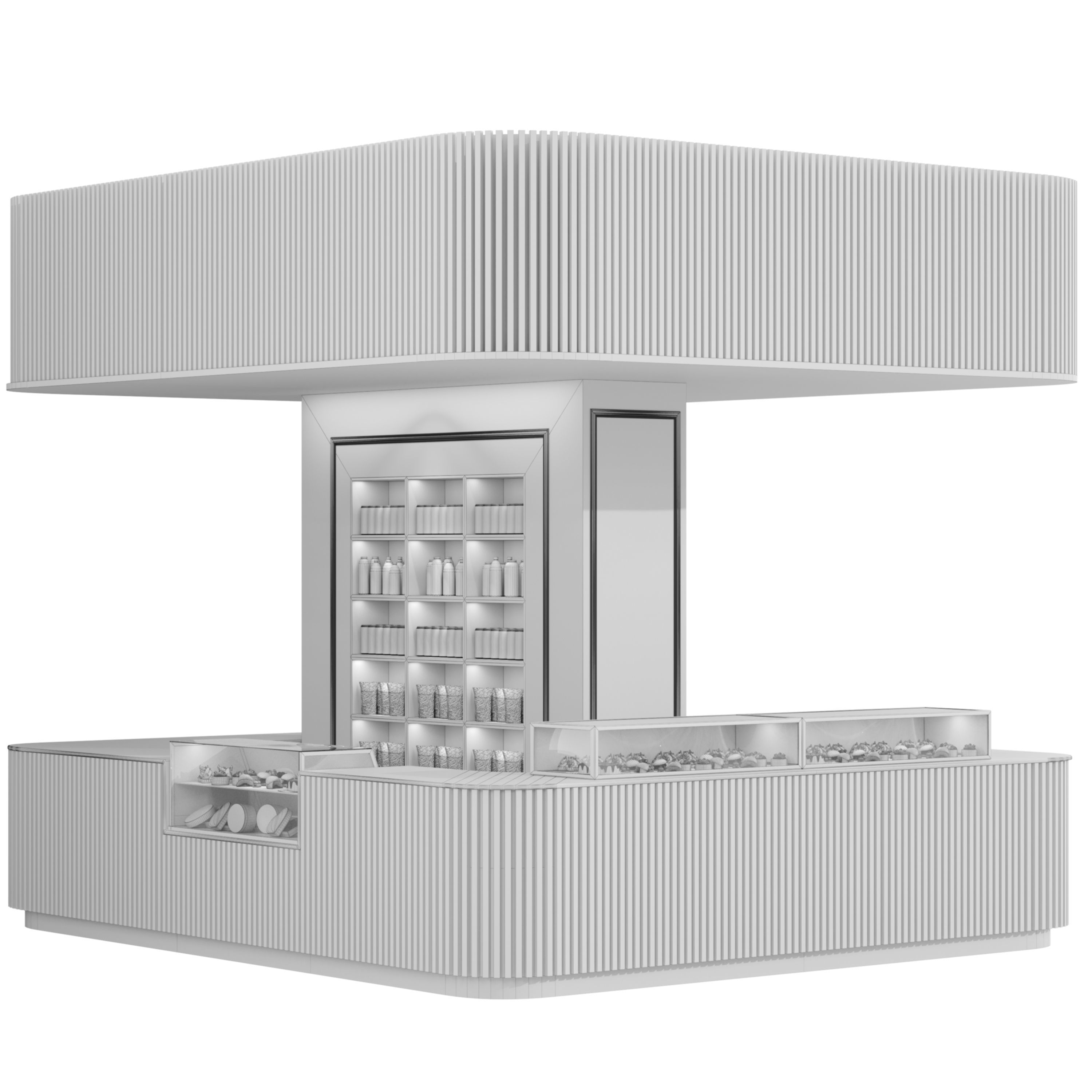 Coffee point with dessert display 3D model_1