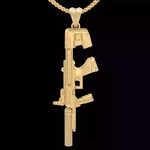 Gun m7S SMG pendant silver gold jewelry 3D printable model