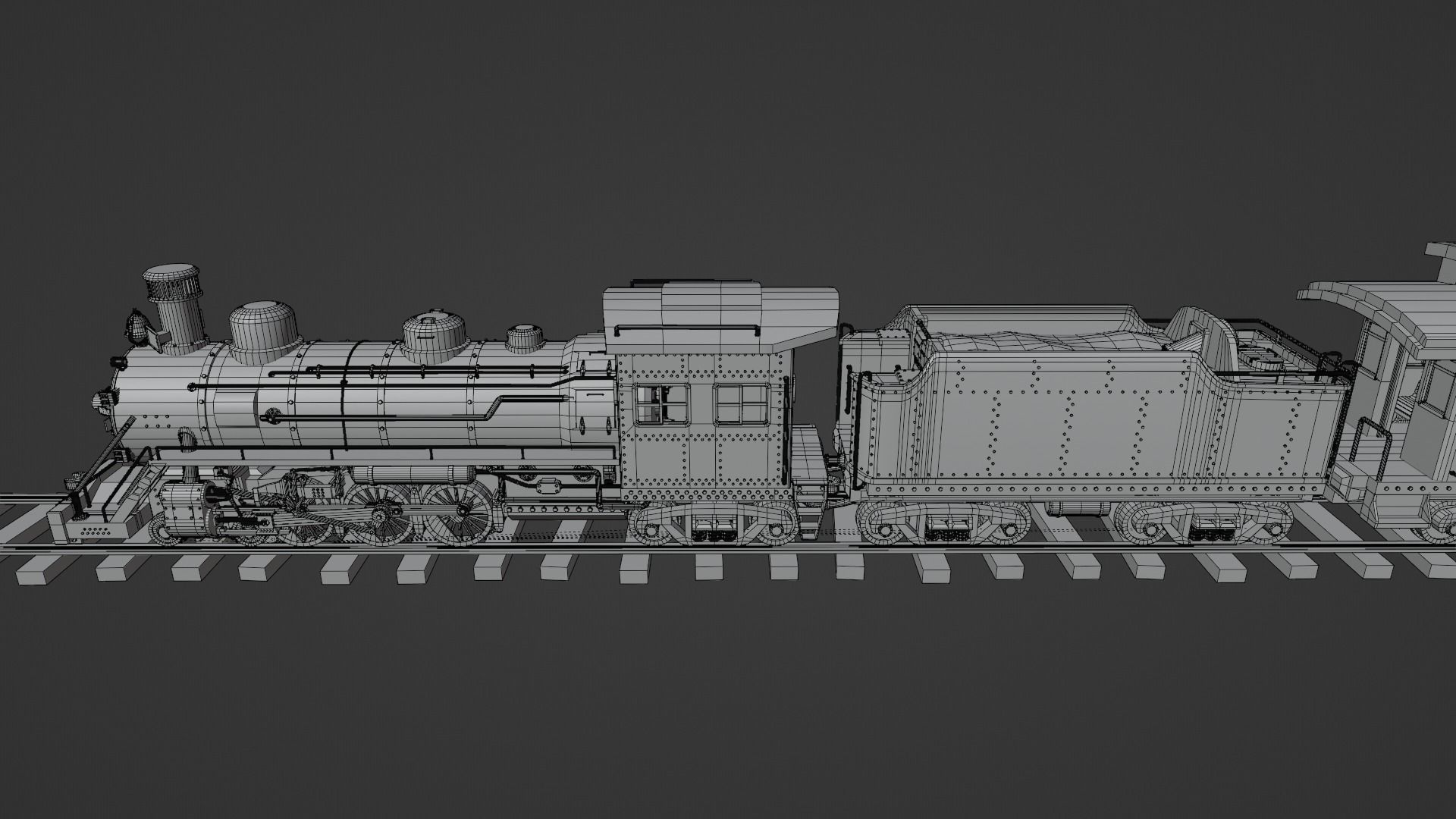 Steam Train - Rigged Low-poly 3D model_25