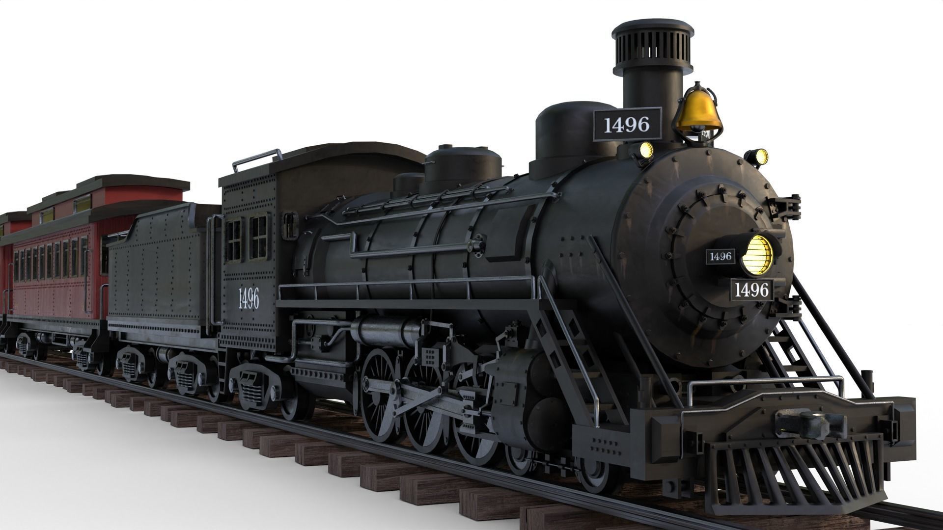 Steam Train - Rigged Low-poly 3D model_4