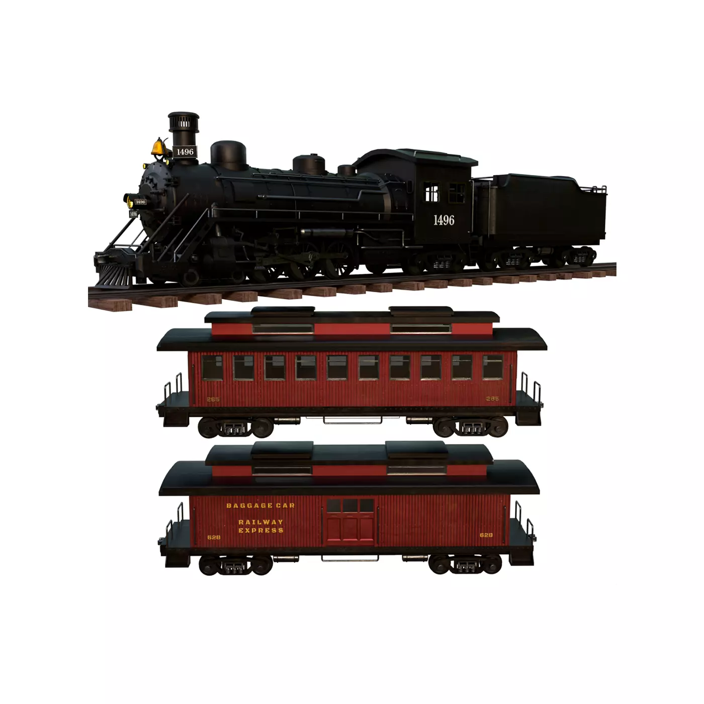 Steam Train - Rigged Low-poly 3D model_0