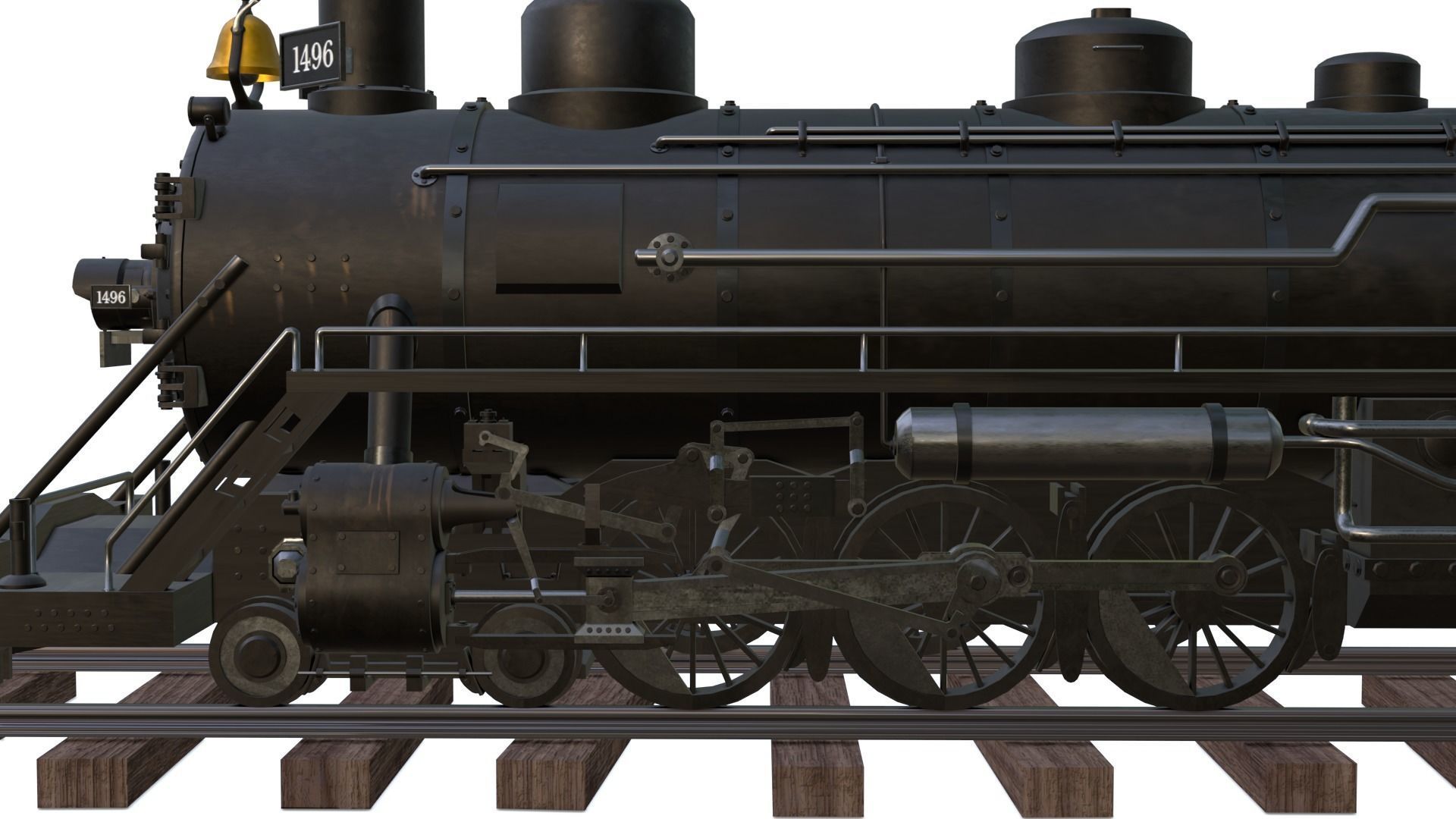 Steam Train - Rigged Low-poly 3D model_12