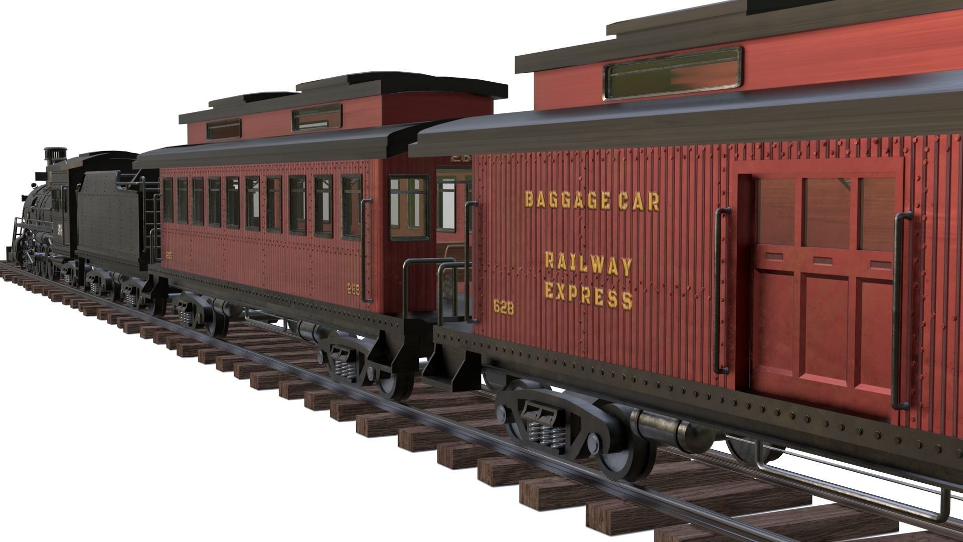 Steam Train - Rigged Low-poly 3D model_13