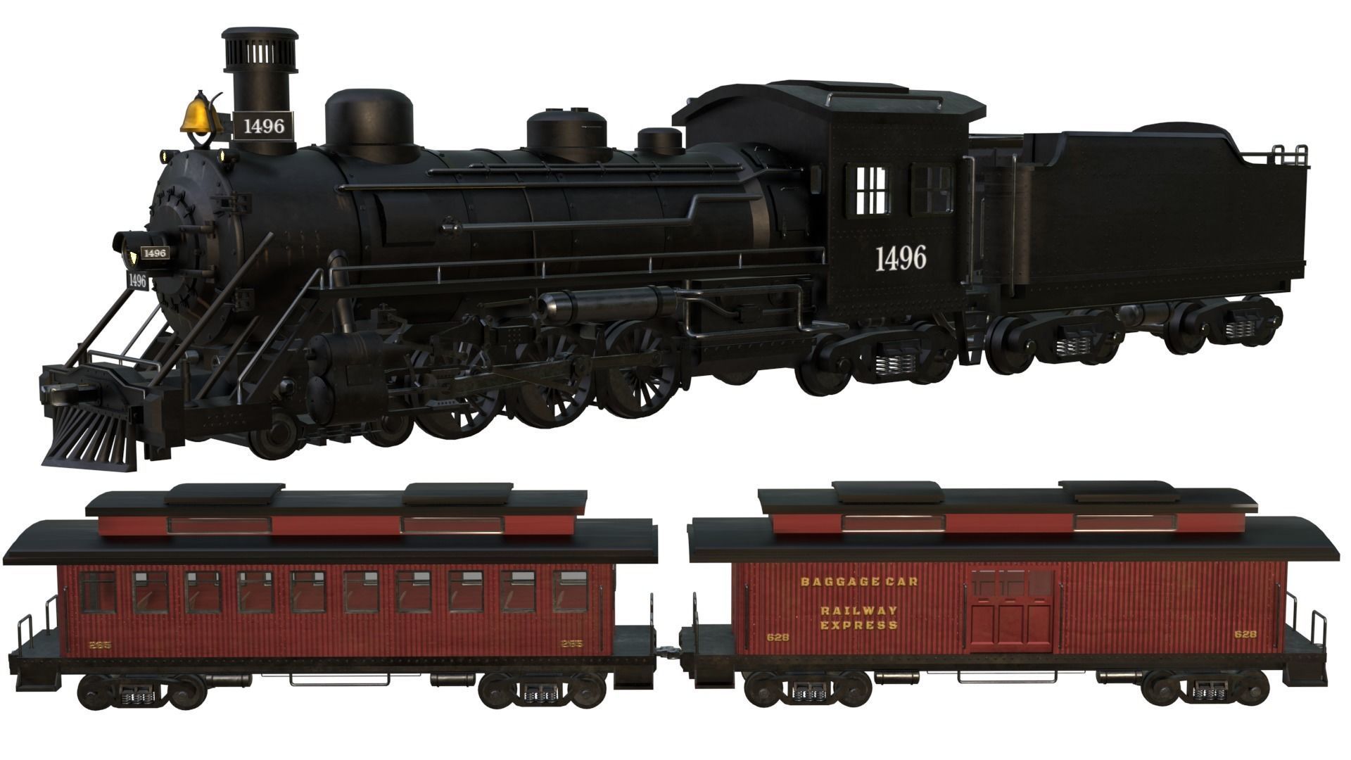 Steam Train - Rigged Low-poly 3D model_2