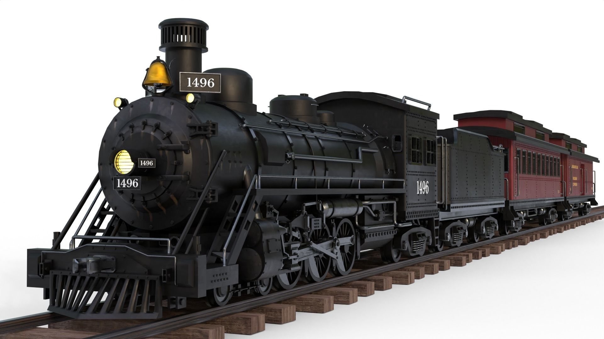 Steam Train - Rigged Low-poly 3D model_3