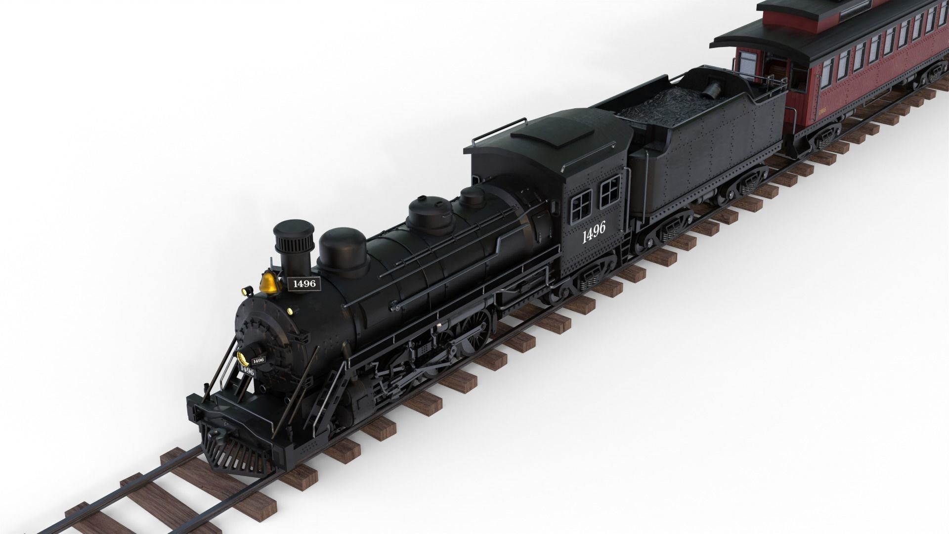 Steam Train - Rigged Low-poly 3D model_9