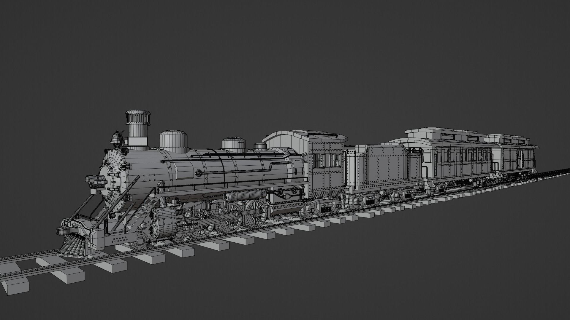 Steam Train - Rigged Low-poly 3D model_24