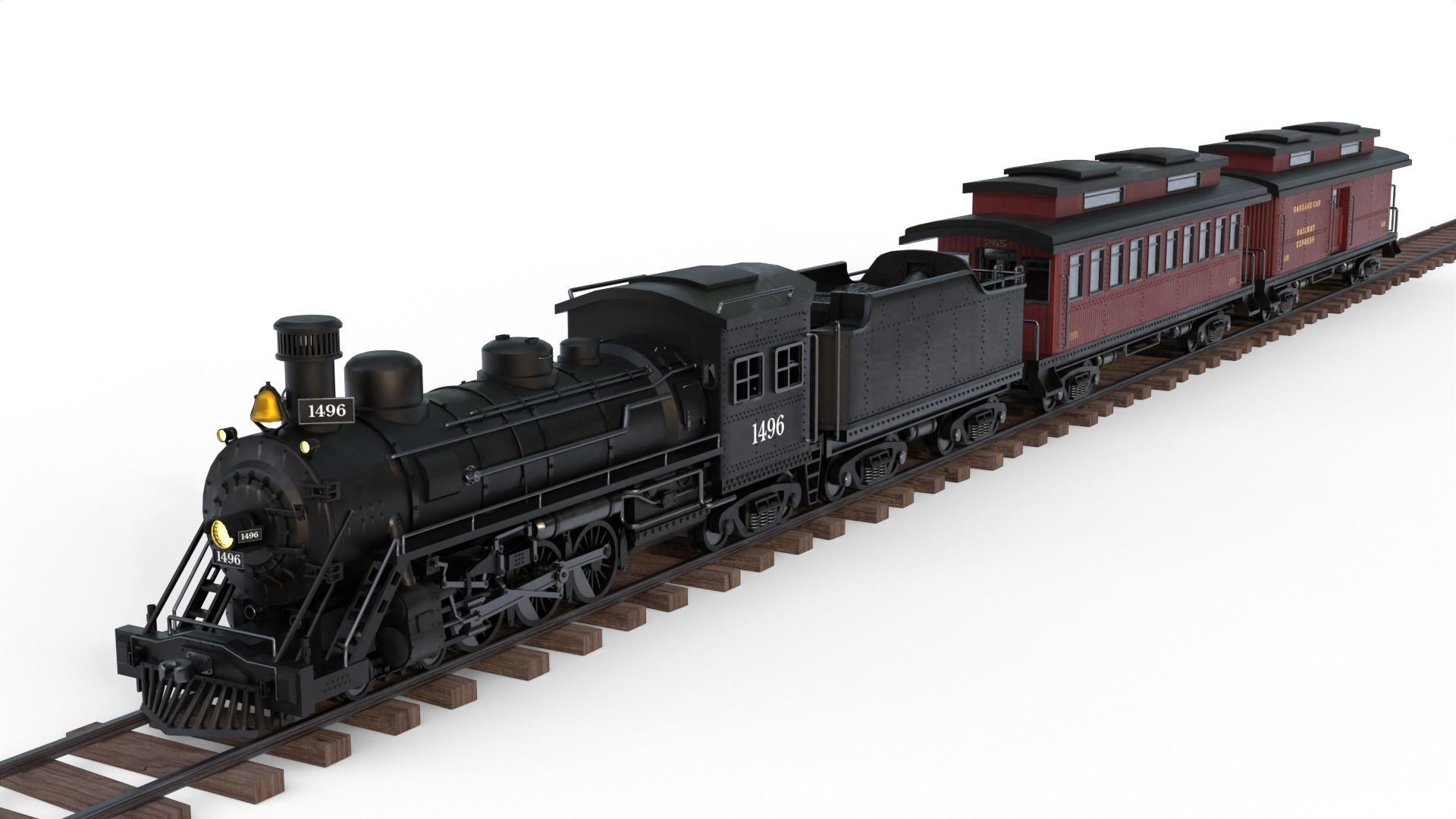 Steam Train - Rigged Low-poly 3D model_23