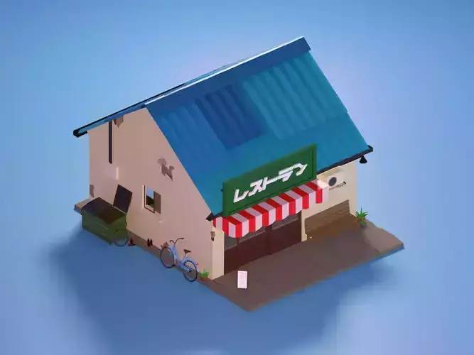 Isometric low-poly shop Low-poly 3D model