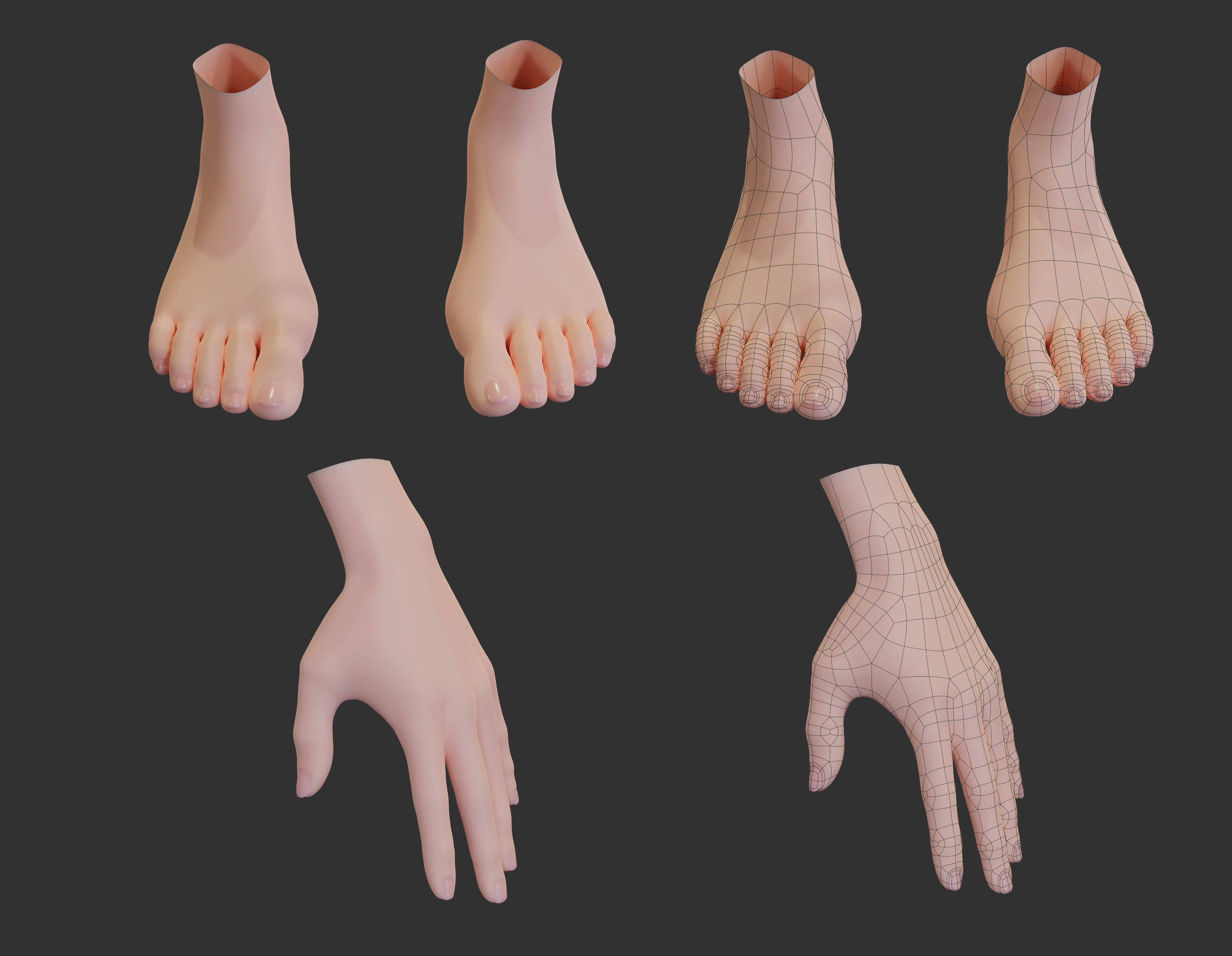 Stylized Character female male Base Mesh 3D model 3D model_10