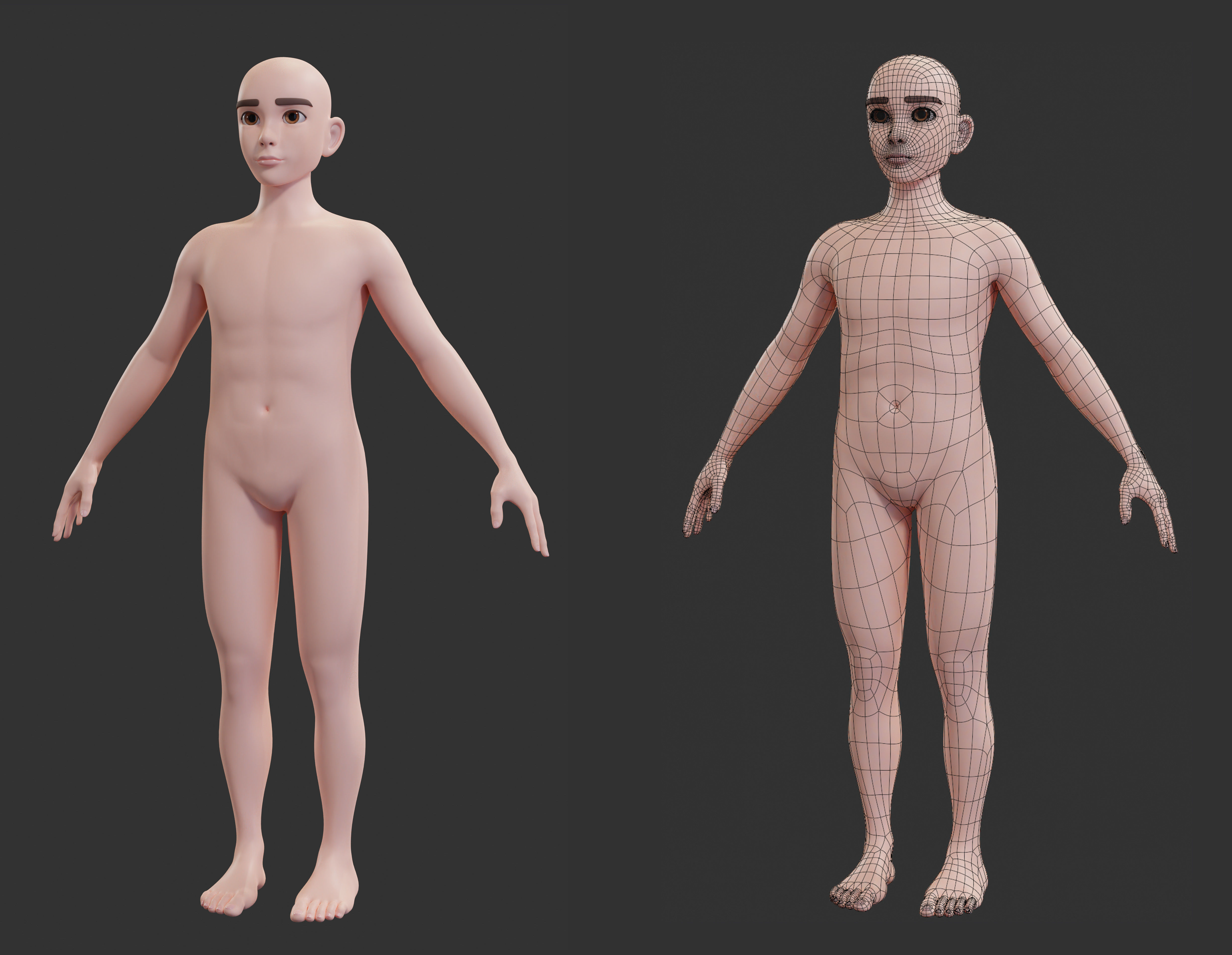 Stylized Character female male Base Mesh 3D model 3D model_7