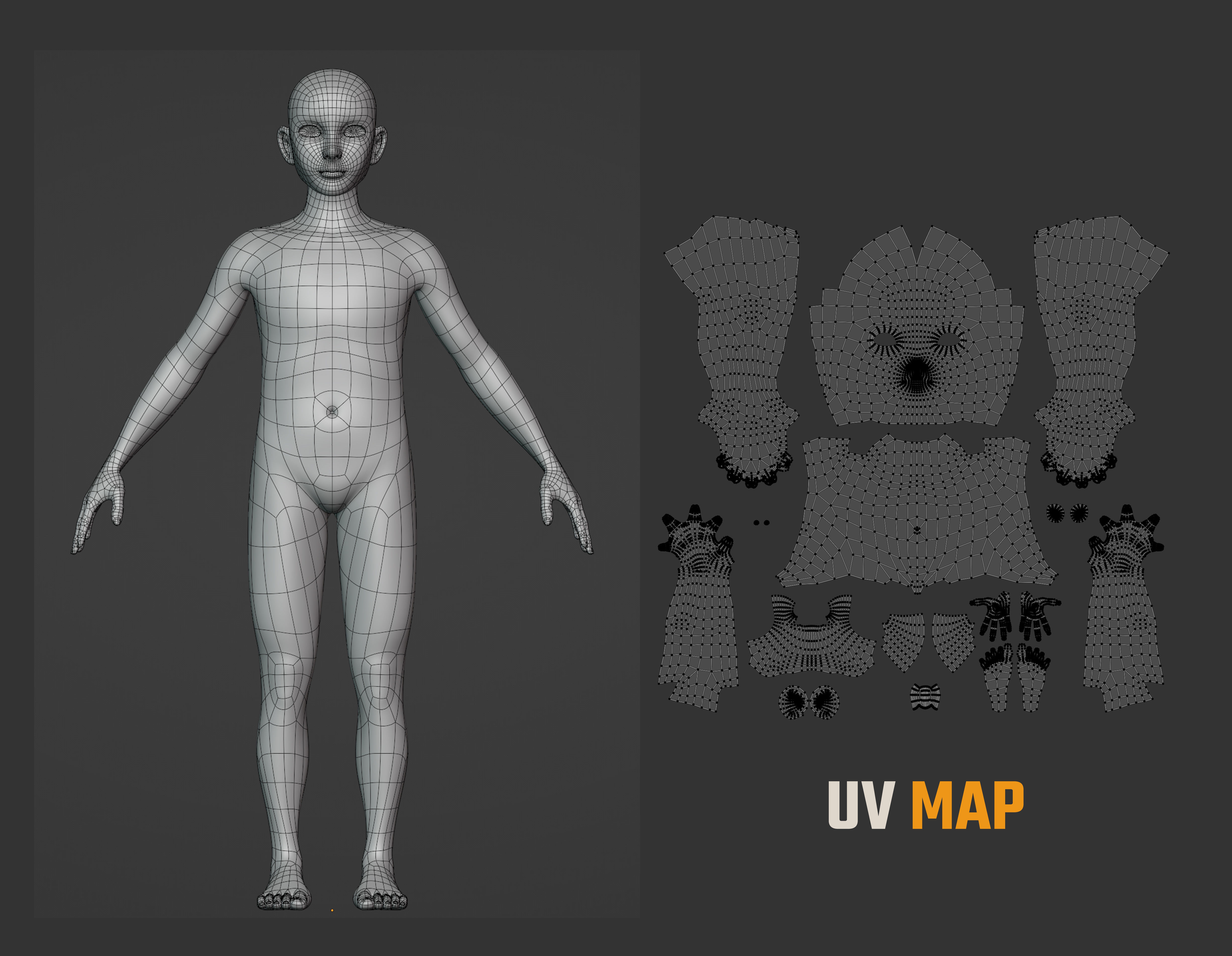 Stylized Character female male Base Mesh 3D model 3D model_12