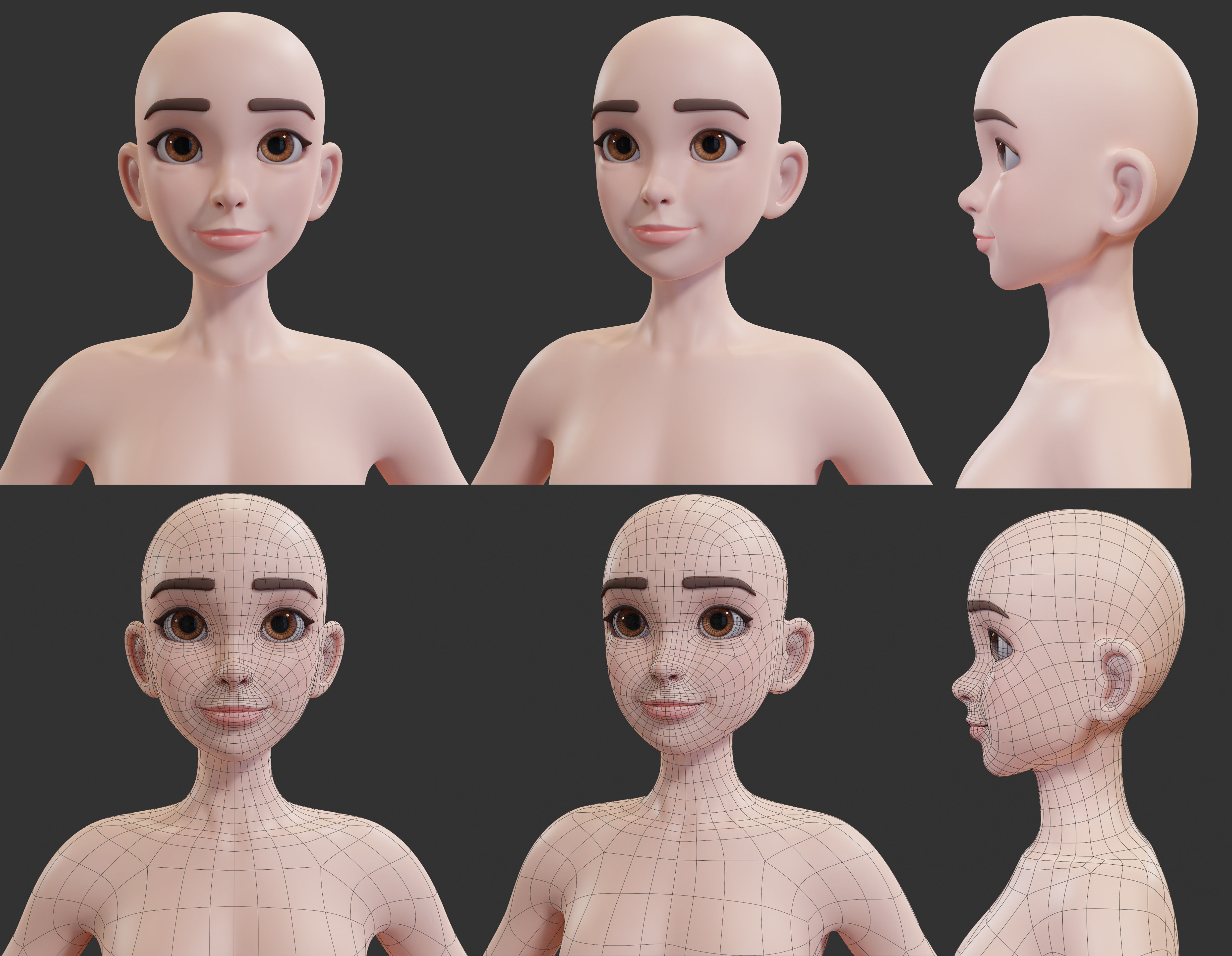 Stylized Character female male Base Mesh 3D model 3D model_3